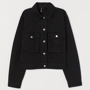 H&M Black Short Twill Jean Denim Jacket